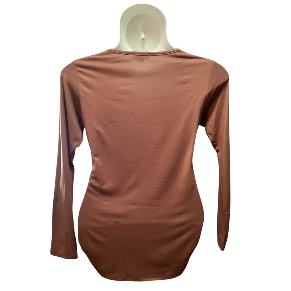 Plus Size, Brown Button Down Shirt with Cut-Out Neckline, Size 4X - Picture 5 of 5